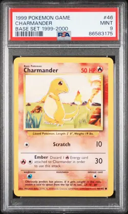 1999 POKEMON BASE SET 1999-2000 "4TH PRINT" #46 CHARMANDER PSA 9 - Image 1