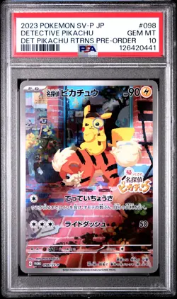 2023 POKEMON JPN SV-P PROMO #098 DETECTIVE PIKACHU PSA 10 - Image 1