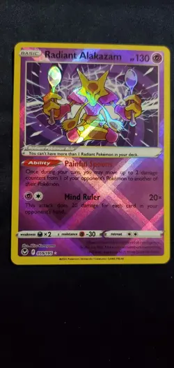 Pokemon Radiant Alakazam 059/195 Holo Rare SWSH12: Silver Tempest NM - Image 1