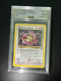 AGS 9.5 Team Rocket’s Meowth Black Star Promo #18 - 2000 Pokemon WOTC - Mint+ - Image 1