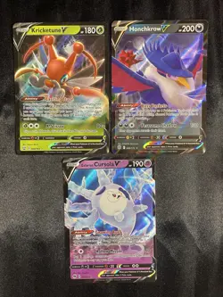 Pokemon Tcg 3 V Card Lot Holo, Kricketune #6, Honchkrow #88, Cursola #21 NM - Image 1