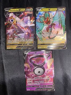 Pokemon Tcg 3 V Cards Holo Lot, Duraludon #122, Noivern #117, Unown #300 NM - Image 1