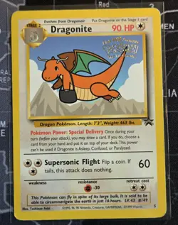 Pokemon WOTC 1999 Dragonite Movie Black Star Promo Rare Vintage Pokemon Card - Image 1