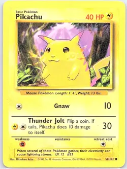 Pikachu 058/102 Non Holo Base Set - Pokemon Card - NM - Image 1
