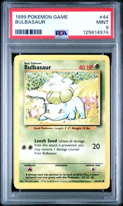 Pokemon Card Bulbasaur 44/102 Base Set 1999 PSA 9 MINT - Image 1