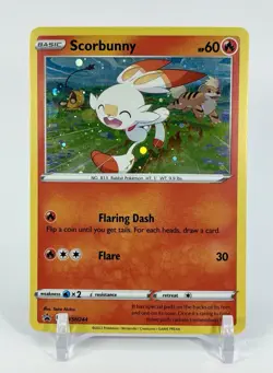Pokemon Card Promo SWSH244 Holographic Scorbunny Near Mint - Image 1