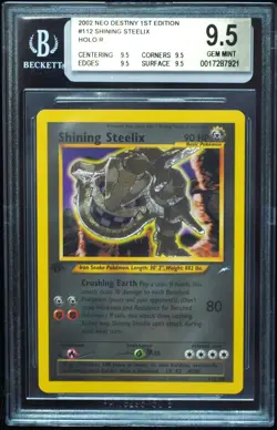 1st Edition Shining Steelix 112/105 BGS 9.5 Gem Mint Neo Destiny Pokemon Card - Image 1