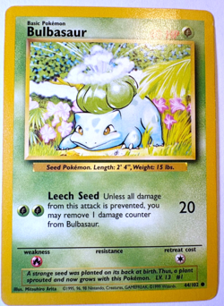 BULBASAUR - Base Set 44/102 - Pokemon TCG Card - Vintage WOTC - LP - Image 1