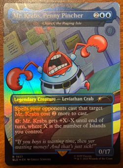 FOIL BORDERLESS Mr Krabs Penny Pincher MTG SpongeBob Secret Lair SLD Sponge Bob - Image 1