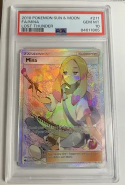 2018 Pokemon Sun & Moon Lost Thunder 211 Full Art Mina PSA 10 Low Pop - Image 3