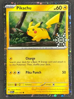 Pokemon Pikachu Holiday Stamp 025/165 MEW Scarlet & Violet 151 NM - Image 1