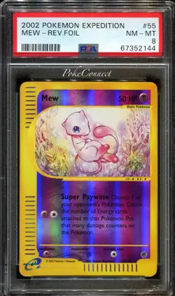 PSA 8 NM-MINT Pokemon Mew Reverse Holo Rare 2002 Expedition #55/165 WOTC - Image 1