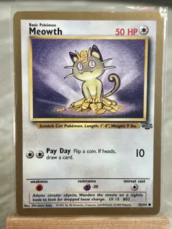 Pokemon TCG Meowth Gold Border 56/64 Jungle 1999 Promo - MP - Image 3