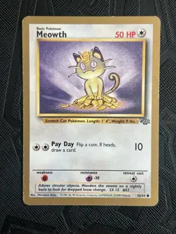Pokemon TCG Meowth Gold Border 56/64 Jungle 1999 Promo - MP - Image 4