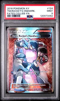 2016 POKEMON XY FATES COLLIDE #124 FULL ART/TEAM ROCKET'S HANDIWORK PSA 9 - Image 1
