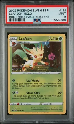 2022 POKEMON SWSH BLACK STAR PROMO #191 LEAFEON-HOLO PSA 9 - Image 1