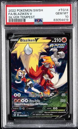 2022 POKEMON SWORD & SHIELD SILVER TEMPEST #TG14 FULL ART/BLAZIKEN V PSA 10 - Image 1