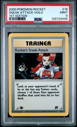 2000 POKEMON ROCKET 1ST EDITION #16 ROCKET'S SNEAK ATTACK-HOLO PSA 9 - Image 1