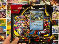 Pokemon Mega Evolution 3 Pack Blister ME01 Golduck Sealed - Image 1