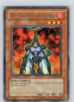Yu-Gi-Oh Neo-Spacian Flare Scarab DP03-EN006 1st Edition Rare Card Played HP - Image 1
