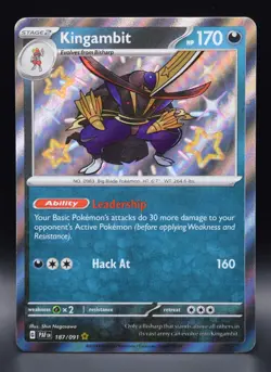 NM/M Kingambit Card Paldean Fates Baby Shiny Pokemon TCG Card 187/091 2024 - Image 1