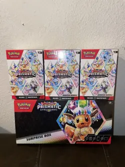 Pokemon TCG: Prismatic Evolutions Factory Sealed Surprise Box +3 Booster Bundles - Image 2