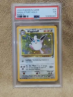 2000 Pokemon Game WIGGLYTUFF-HOLO Base set II #19 EX PSA 5 - Image 1