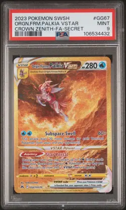2023 POKEMON SWSH CROWN ZENITH SECRET FULL ART/ORIGIN FORME PALKIA VSTAR PSA 9 - Image 1