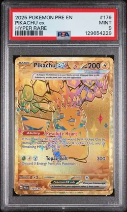 2025 POKEMON PRE EN-PRISMATIC EVOLUTIONS #179 PIKACHU ex HYPER RARE PSA 9 (Q29 - Image 1