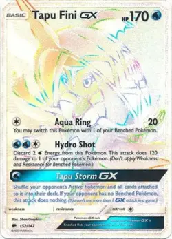 Moderately Played, English - 1 x Pokemon Tapu Fini GX - 152/147 - Secret Rare Su - Image 1