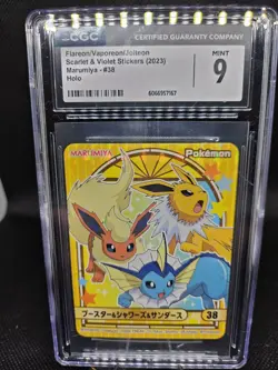 2023 MARUMIYA POKEMON STICKERS #38 FLAREON/JOLTEON/VAPOREON CGC 9 MINT - Image 1