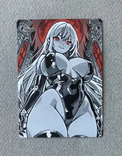 Magic MTG Altered Painted Swamp Vampire Anime Girl by white_alters - Image 1