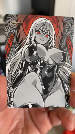 Magic MTG Altered Painted Swamp Vampire Anime Girl by white_alters - Image 2