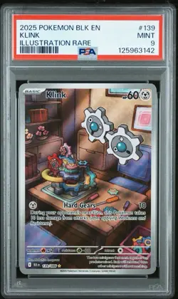 2025 POKEMON BLK EN-BLACK BOLT ILLUSTRATION RARE #139 KLINK PSA 9 - Image 1