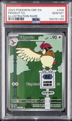2023 POKEMON OBF EN-OBSIDIAN FLAMES ILLUSTRATION RARE #208 PIDGEOTTO PSA 10 - Image 1