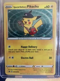 2020 Pokemon Pikachu Special Delivery SWSH074 Black Star Promo Ungraded - Image 1