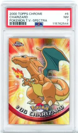 PSA NM 7 Pokemon TCG Charizard #06 Topps Chrome T.V. Animation Spectra (2000) - Image 1