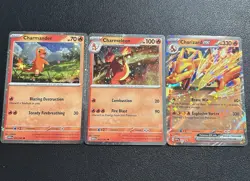 Pokemon TCG Charizard EX SVP 161, Charmander, & Charmeleon Cosmo Holo Promos - Image 1