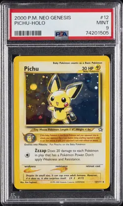 2000 POKEMON NEO GENESIS #12 PICHU-HOLO PSA 9 - Image 1