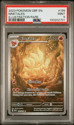 2023 POKEMON OBF EN-OBSIDIAN FLAMES ILLUSTRATION RARE #199 NINETALES PSA 9 - Image 1