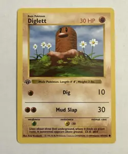 Pokemon TCG Diglett Base Set 47/102 Regular 1st Edition Common NM+ - Image 1