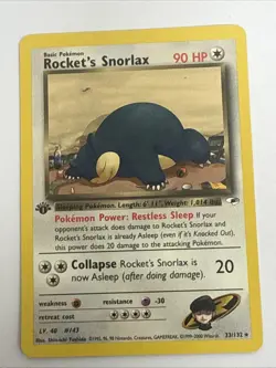 2000 Pokemon Gym Heroes 1st Edition #33 Rocket's Snorlax RARE (LP) - Image 1