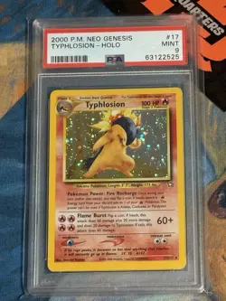 Typhlosion Holo #17 Pokemon Neo Genesis 2000 Unlimited PSA 9 (Swirl) - Image 1