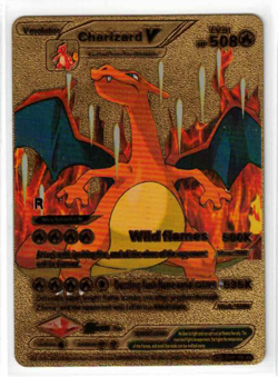 Pokemon Charizard V 508hp Gold Foil Fan Art Collector Card TCG - Image 1