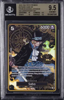2025 ONE PIECE PROMO CARDS PREM BANDAI JPN 2ND ANN. SET #OP04-083 SABO BGS 9.5 - Image 1