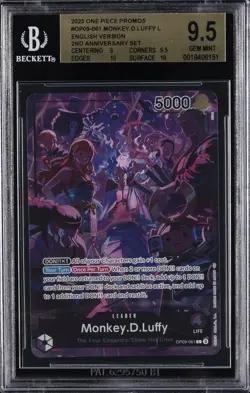 2025 ONE PIECE PROMO CARDS ENGLISH VERSION 2ND ANV SET MONKEY D. LUFFY BGS 9.5 - Image 1
