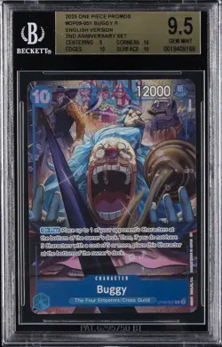 2025 ONE PIECE PROMO CARDS ENGLISH VERSION 2ND ANV SET #OP09-051 BUGGY BGS 9.5 - Image 1