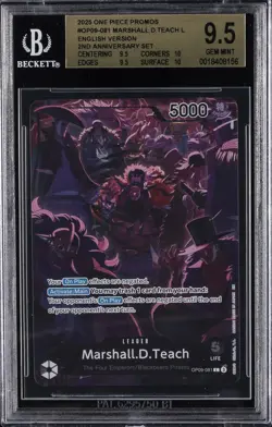 2025 ONE PIECE PROMO CARDS ENGLISH VERSION 2ND ANV SET MARSHALL D. TEACH BGS 9.5 - Image 1