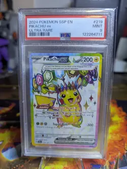 Pokemon Pikachu EX Ultra Rare Surging Sparks SSP Card 219/191 PSA 9 - Image 1