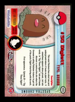 SPECTRA Diglett #50 Topps Chrome 2000 Series 1 T.V Holo Pokemon Card TCG - Image 2